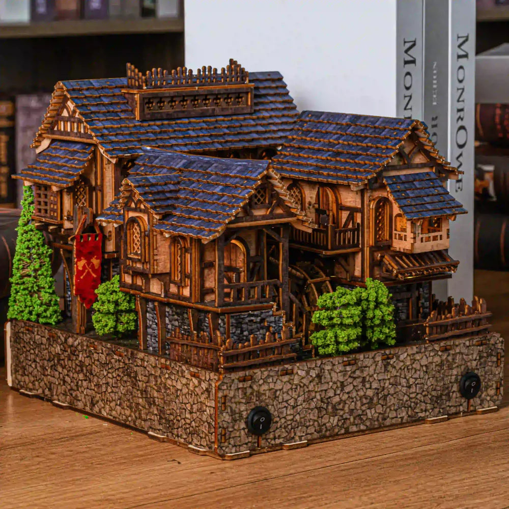 DIY LED 3D Wooden Countryside Cottage Puzzle, Vintage European House Miniature, Handmade Decor, Night Light Model, Gift Idea